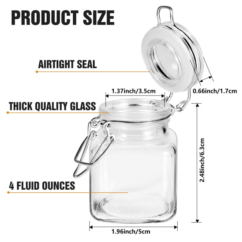 SPANLA Spice Jars, 24 Pack 4oz Small Glass Jars with Airtight Hinged Lid, With 24 Spice Labels & Silicone Funnels, Airtight Glass Jars for Spices, Condiments Herb Seasoning Art Craft Storage - Image 2